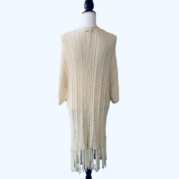 AMERICAN EAGLE CROCHET KNIT TASSEL TRIM CARDIGAN DUSTER SWEATER - Picture 8 of 12